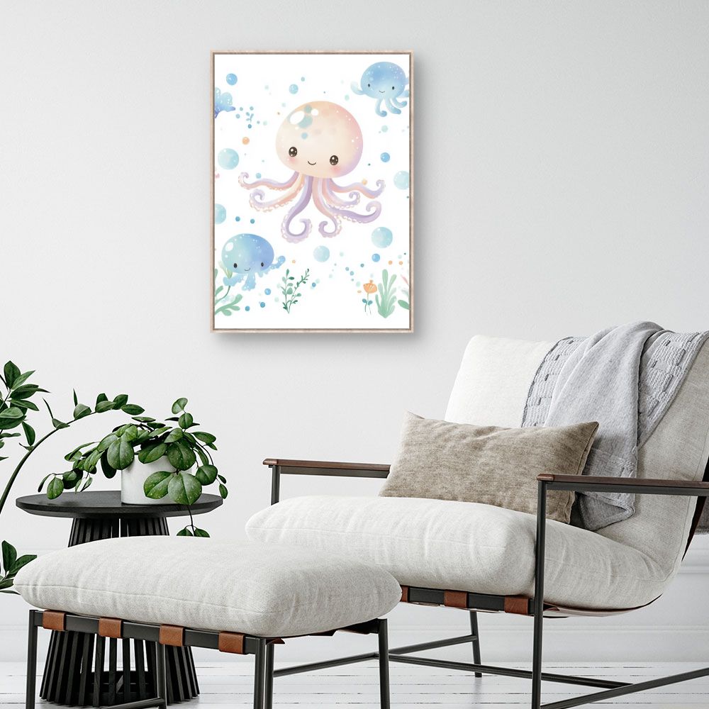 Tableau imprimé pour enfants 'Pieuvres joyeuses'