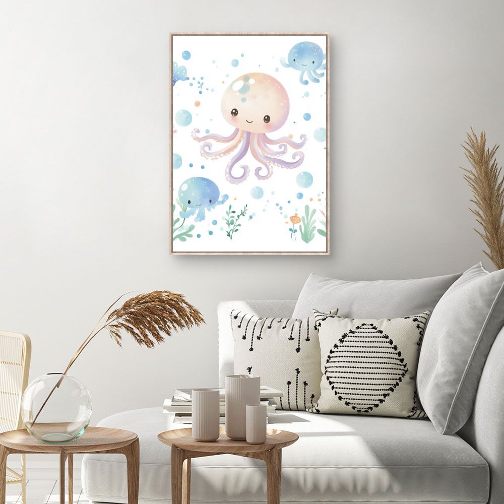 Tableau imprimé pour enfants 'Pieuvres joyeuses'