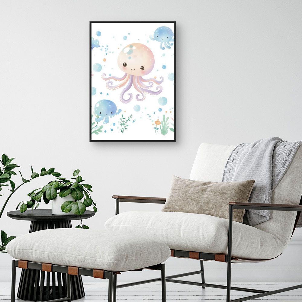 Tableau imprimé pour enfants 'Pieuvres joyeuses'