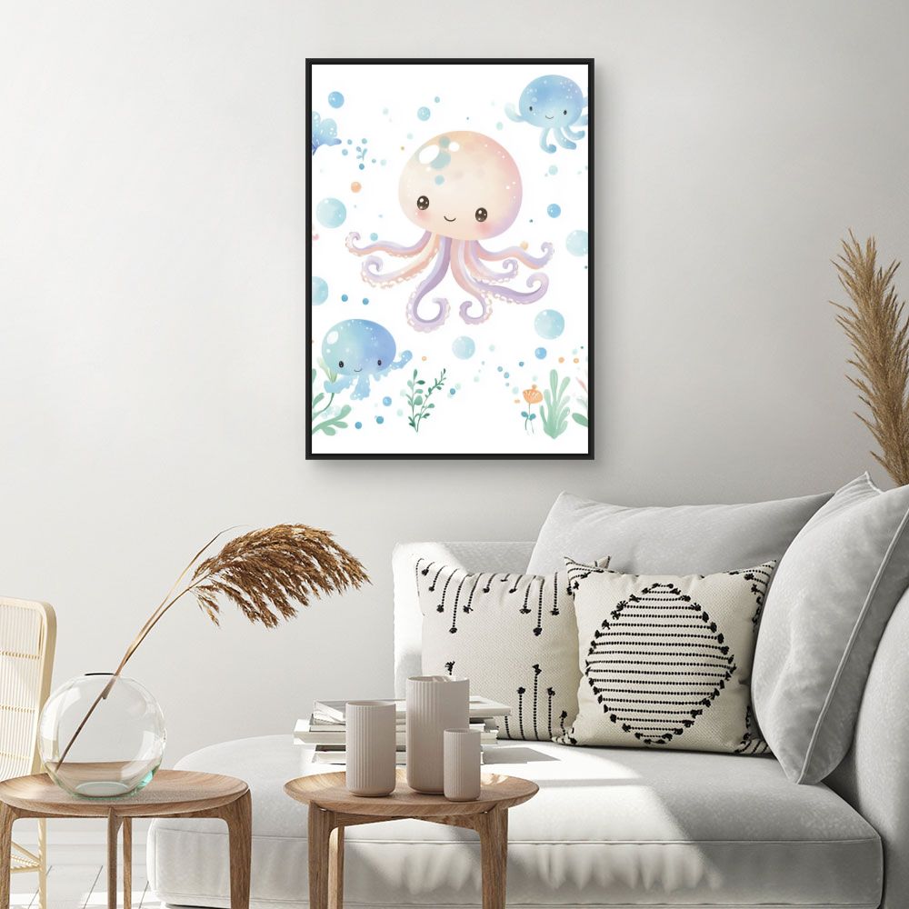Tableau imprimé pour enfants 'Pieuvres joyeuses'
