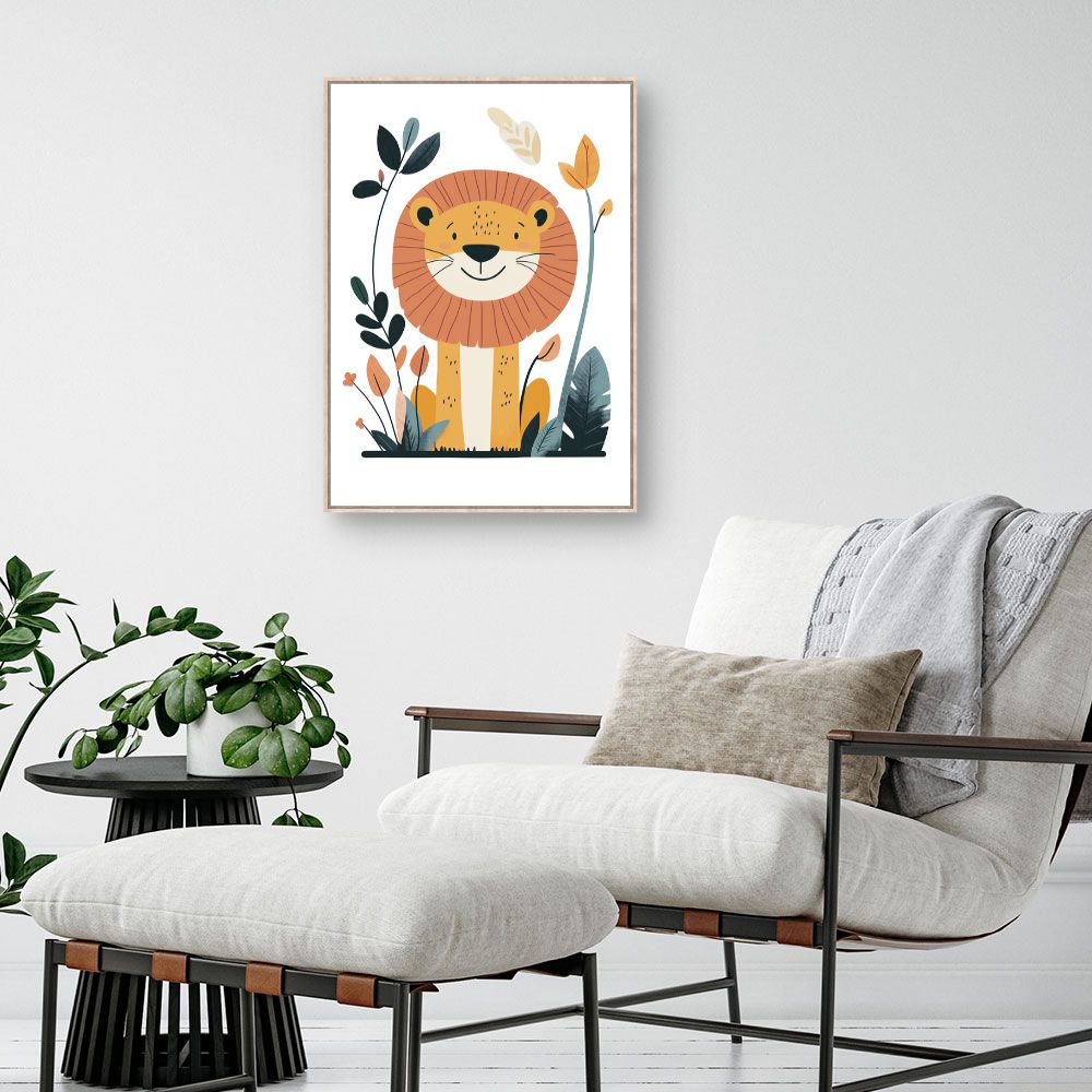 Tableau imprimé pour enfants 'Lion joyeux'