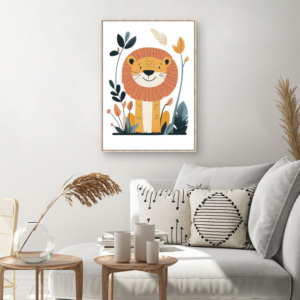 Tableau imprimé pour enfants 'Lion joyeux'