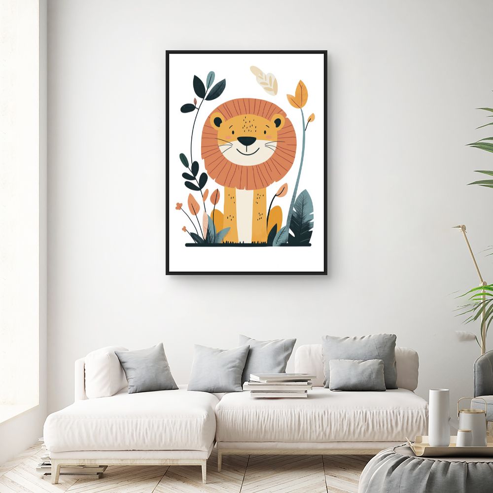 Tableau imprimé pour enfants 'Lion joyeux'
