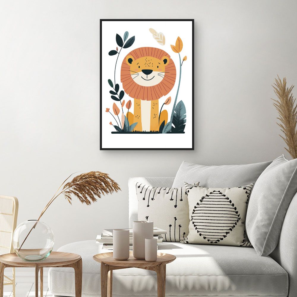 Tableau imprimé pour enfants 'Lion joyeux'