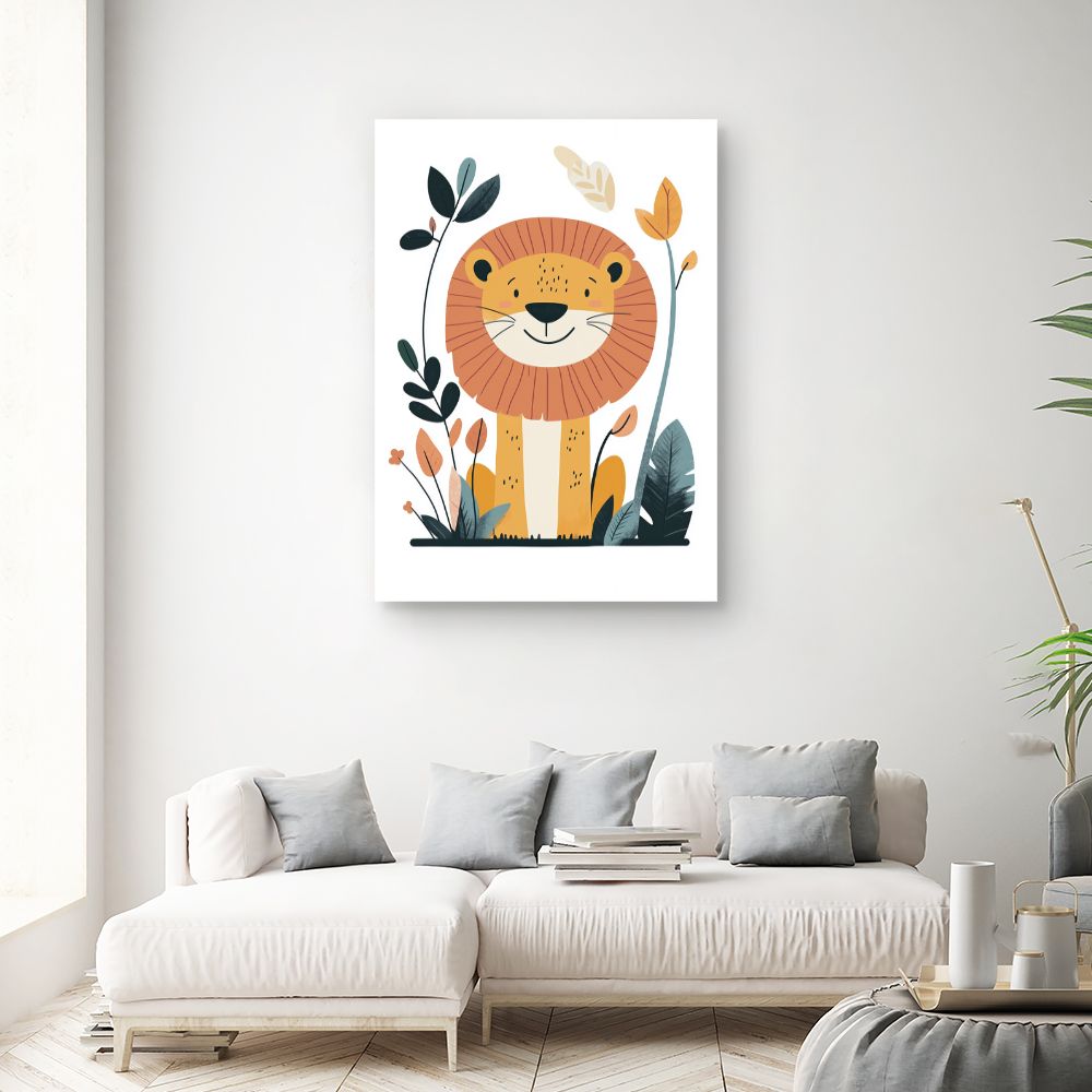 Tableau imprimé pour enfants 'Lion joyeux'