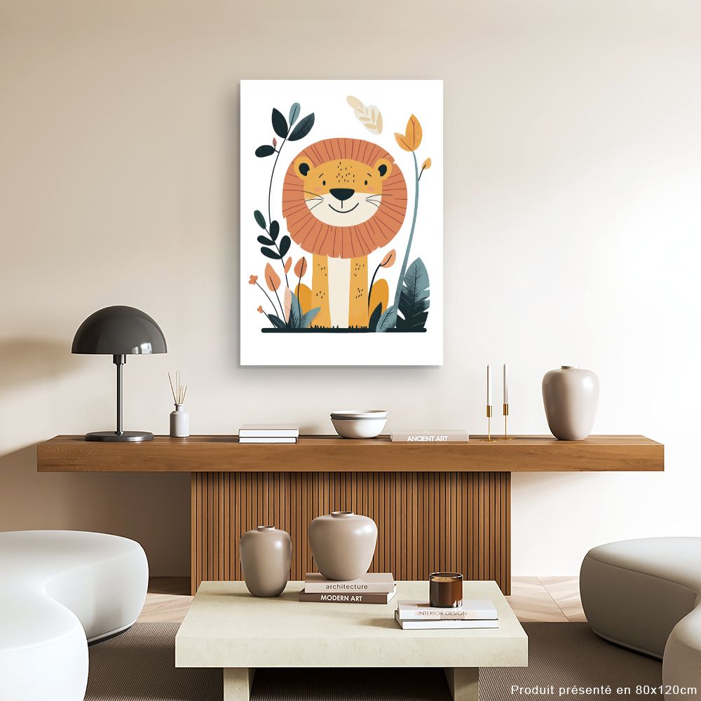 Tableau imprimé pour enfants 'Lion joyeux'