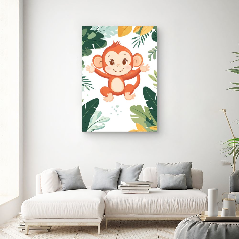 Tableau imprimé pour enfants 'Singe joyeux'