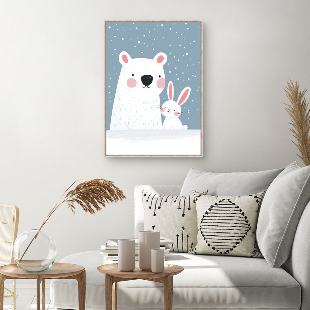 Tableau imprimé pour enfants 'Duo polaire adorable'