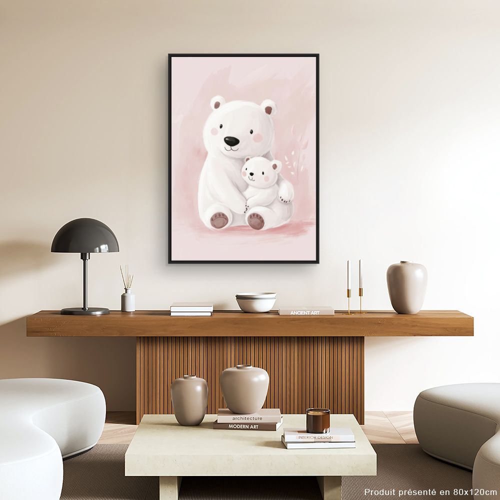 Tableau imprimé pour enfants 'Ours câlins'