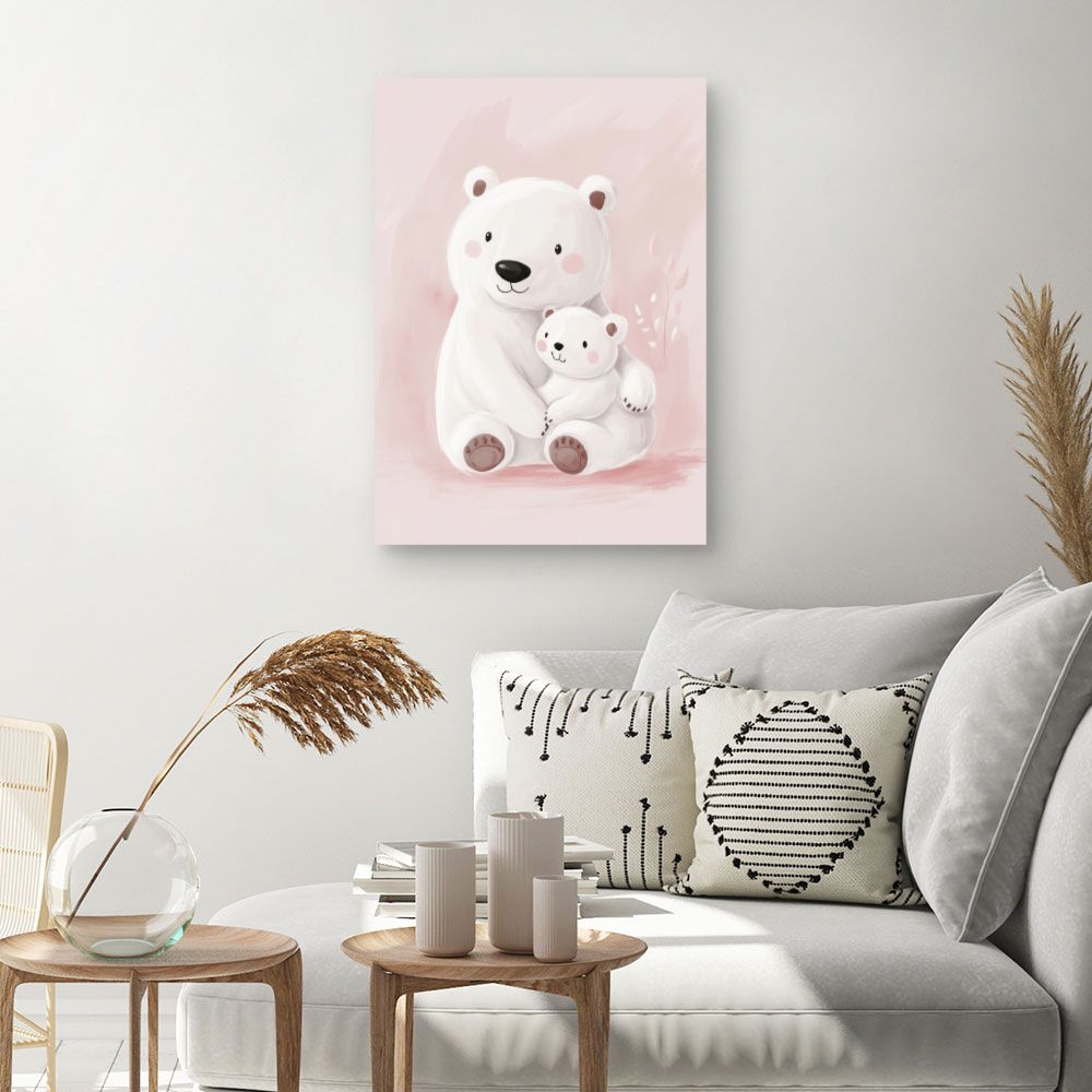 Tableau imprimé pour enfants 'Ours câlins'
