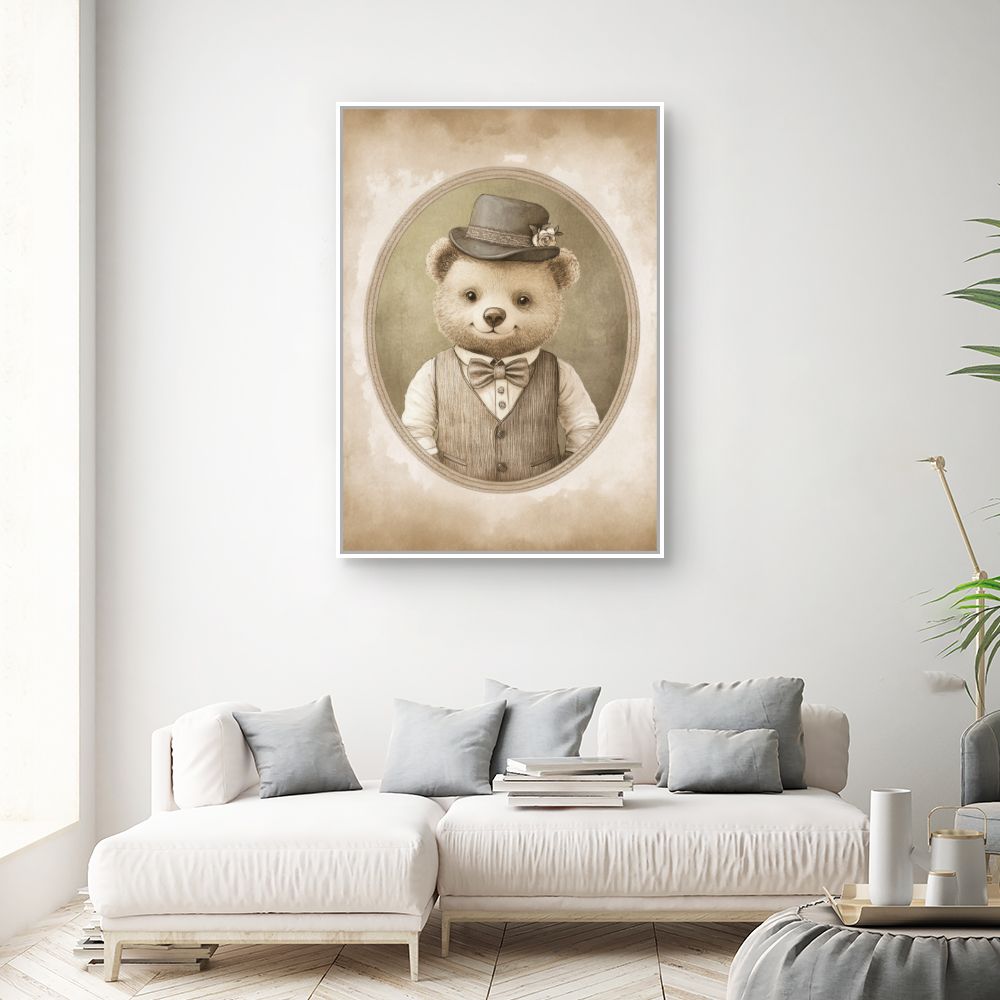 Tableau imprimé pour enfants 'Ours élégant'