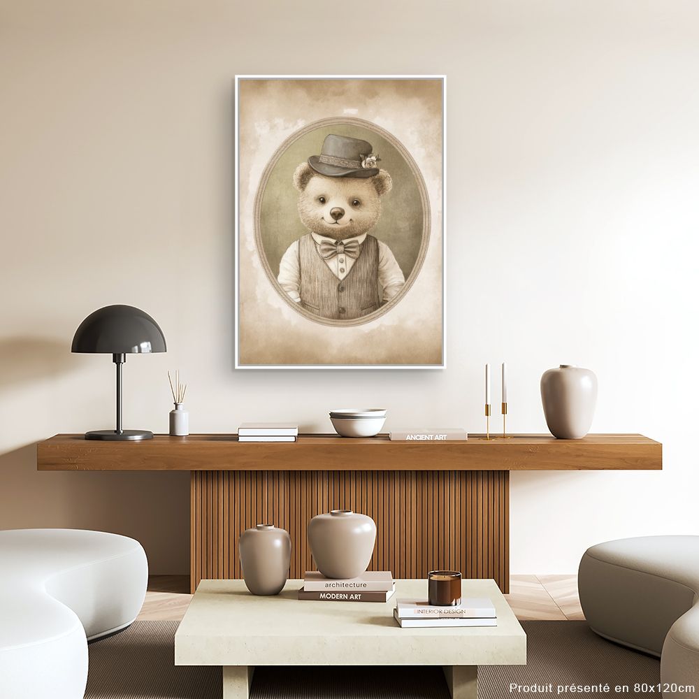 Tableau imprimé pour enfants 'Ours élégant'