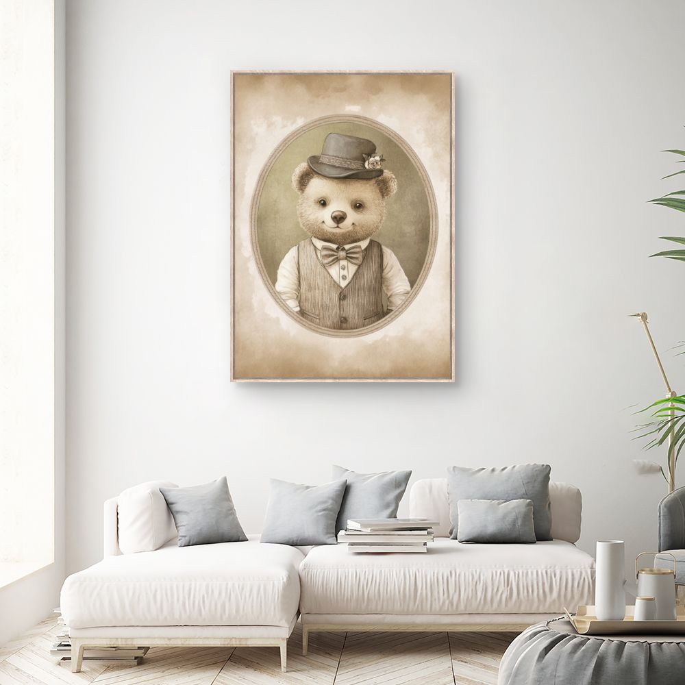 Tableau imprimé pour enfants 'Ours élégant'