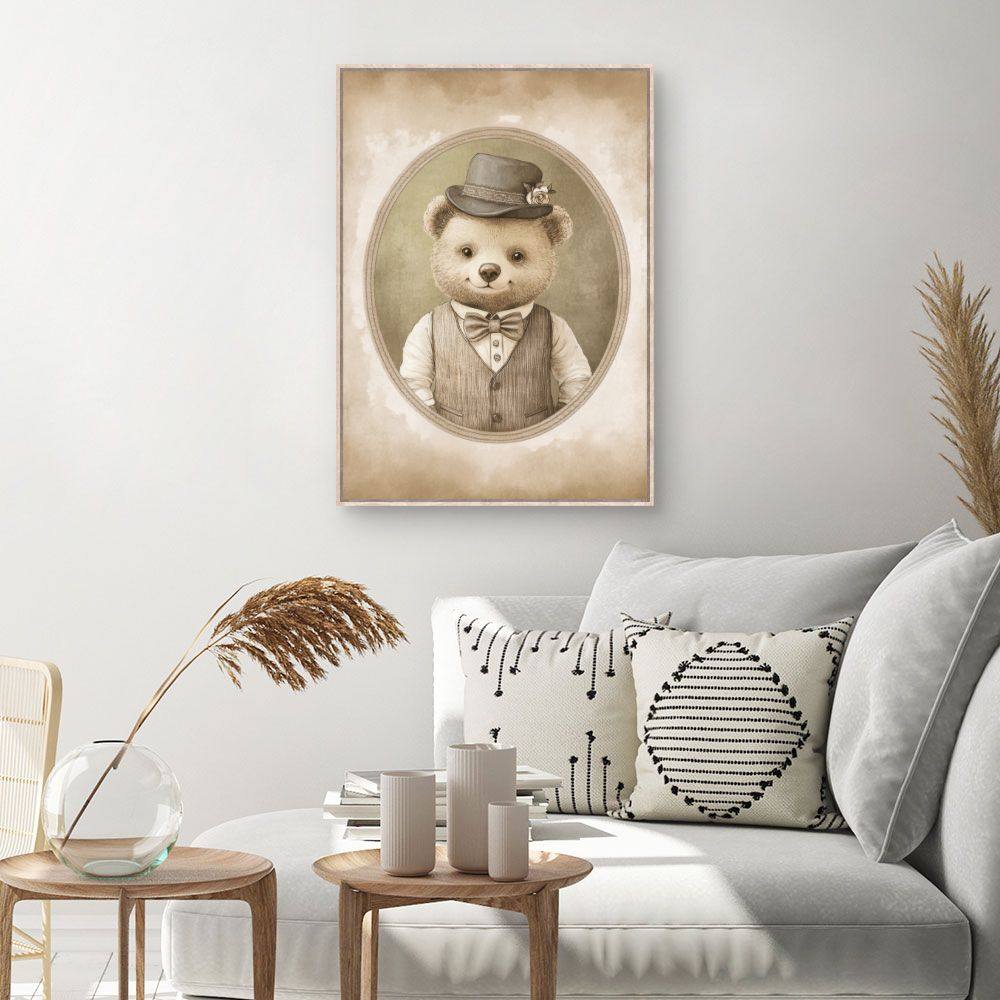Tableau imprimé pour enfants 'Ours élégant'