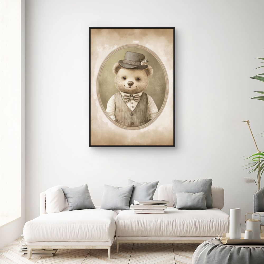 Tableau imprimé pour enfants 'Ours élégant'