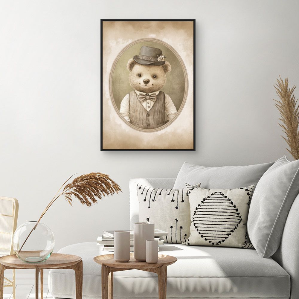 Tableau imprimé pour enfants 'Ours élégant'