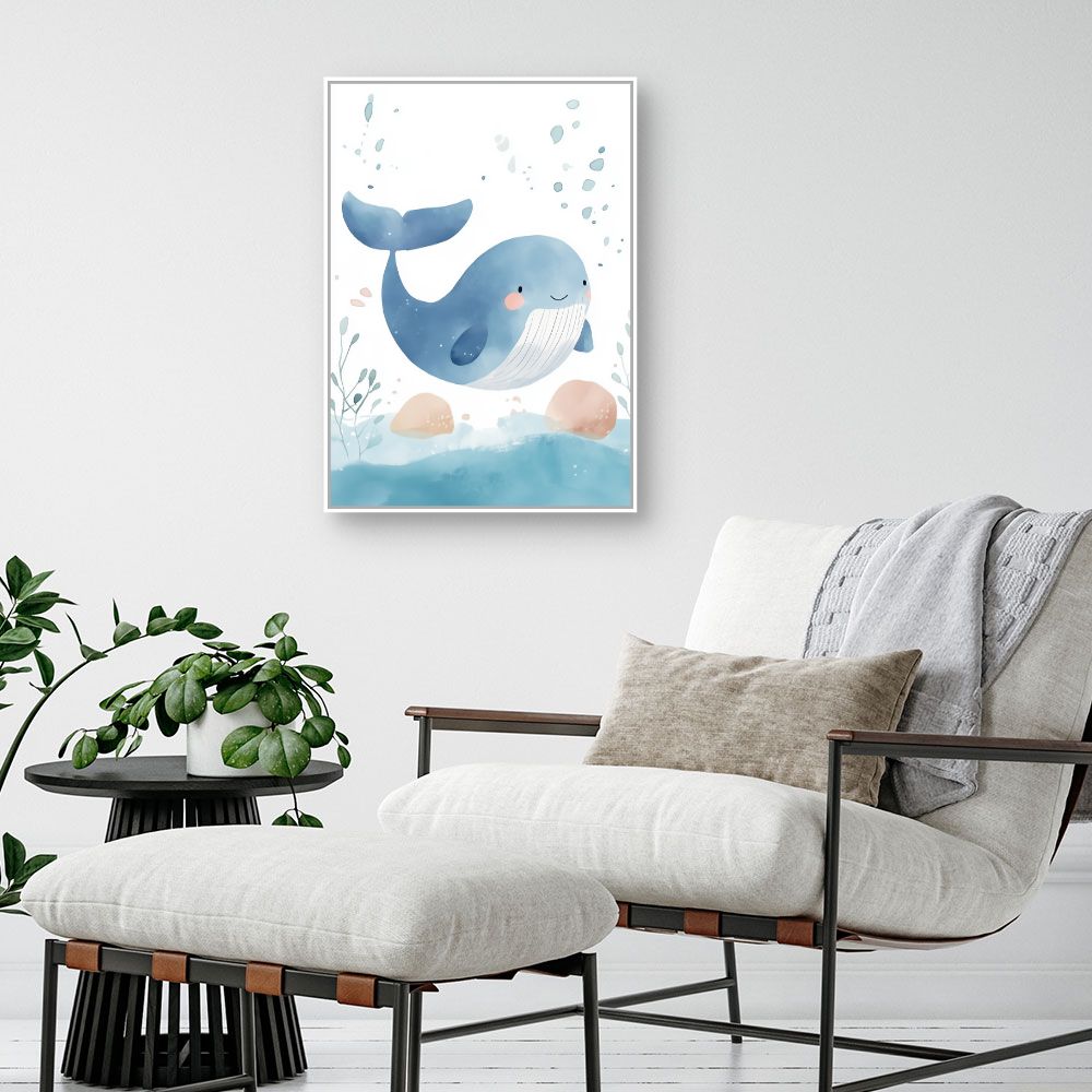 Tableau imprimé pour enfants 'Baleine adorable'