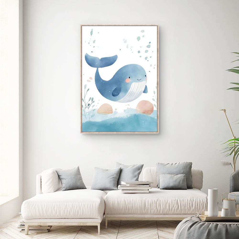 Tableau imprimé pour enfants 'Baleine adorable'