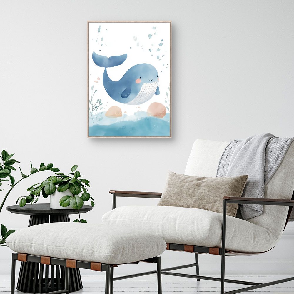 Tableau imprimé pour enfants 'Baleine adorable'