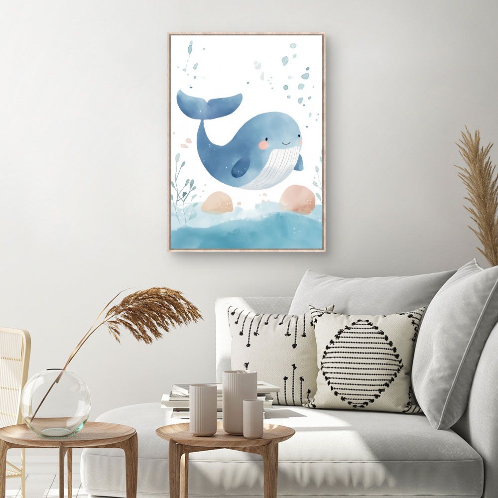 Tableau imprimé pour enfants 'Baleine adorable'