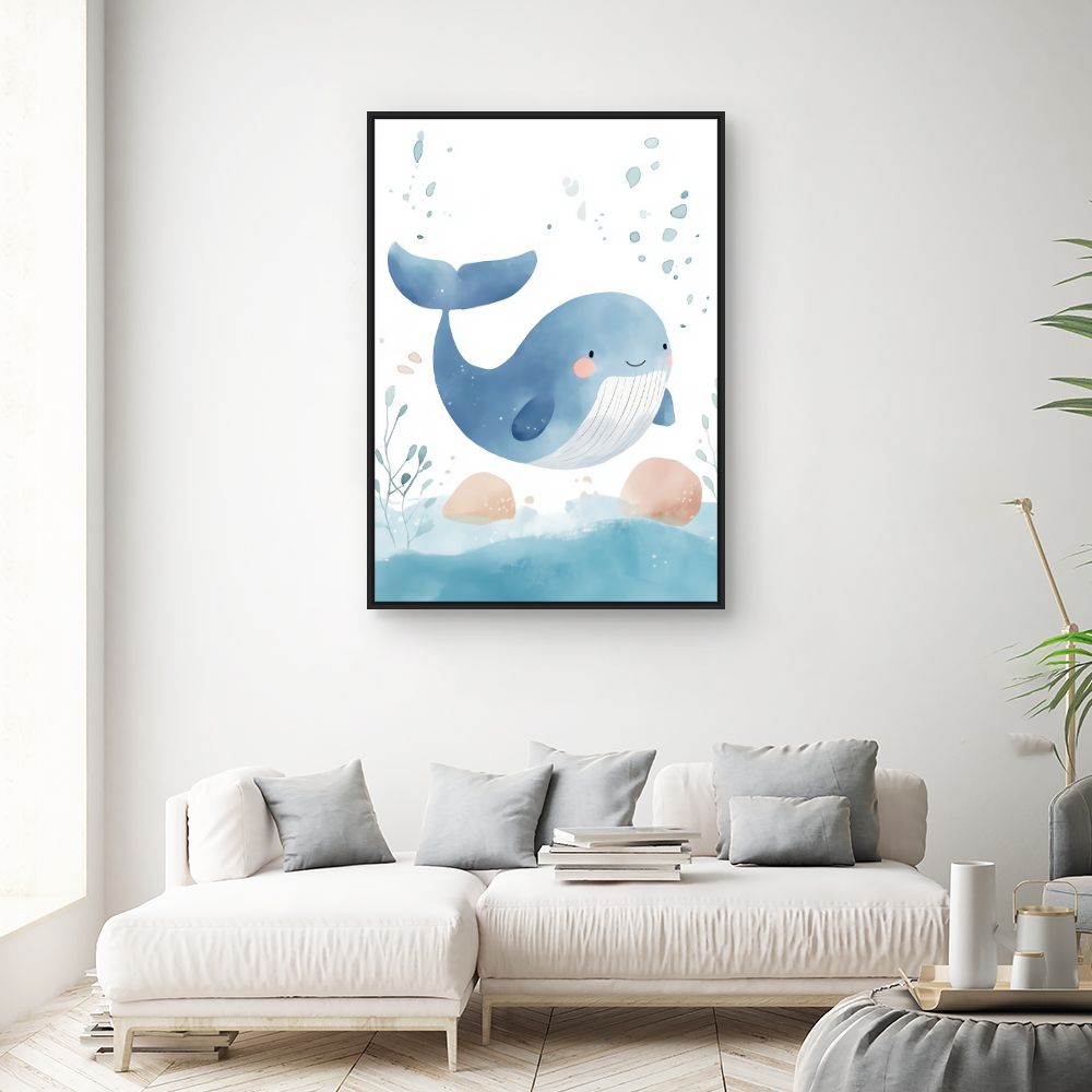 Tableau imprimé pour enfants 'Baleine adorable'
