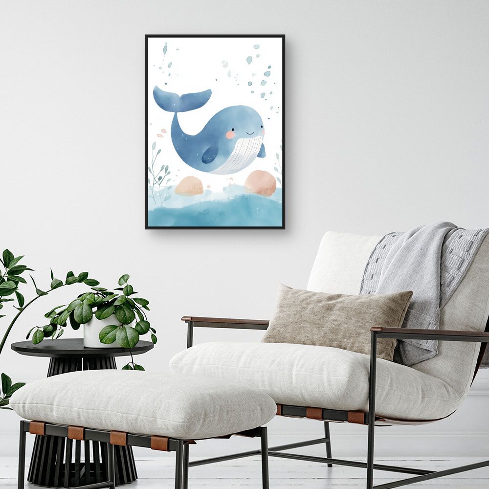 Tableau imprimé pour enfants 'Baleine adorable'