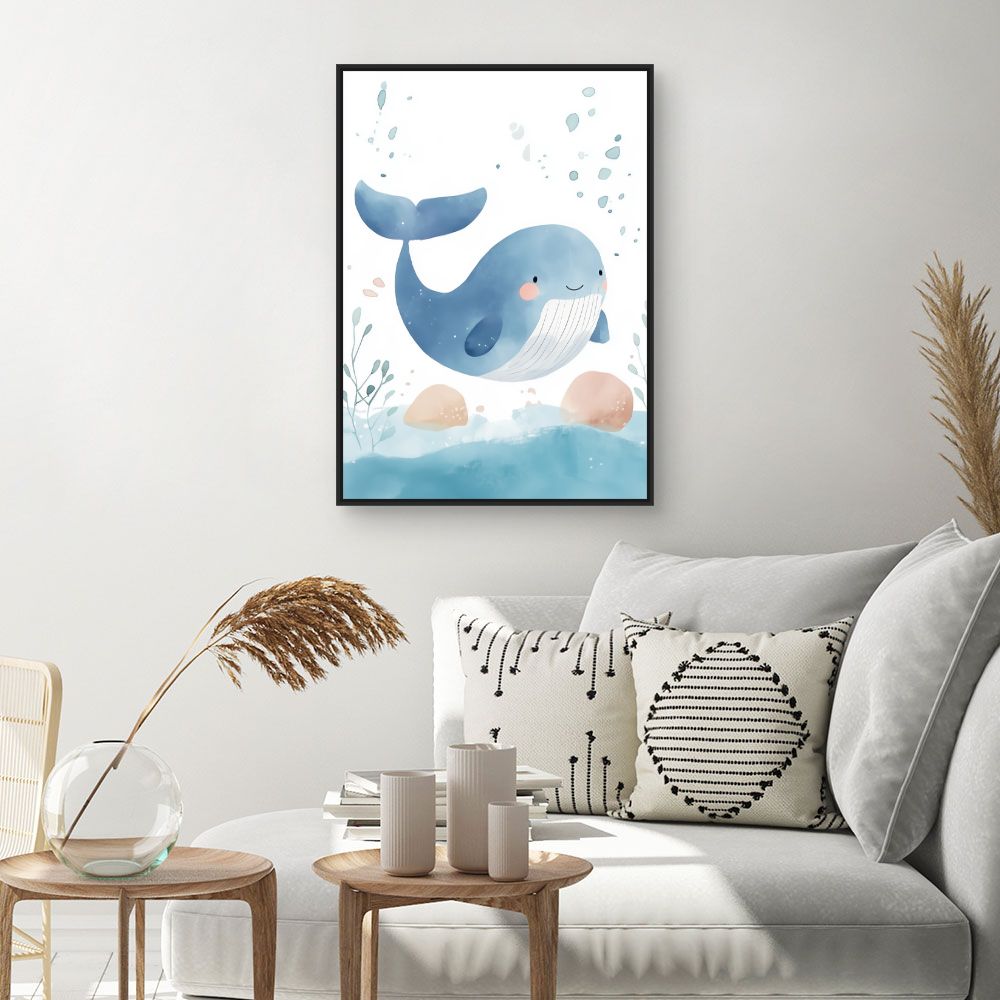 Tableau imprimé pour enfants 'Baleine adorable'