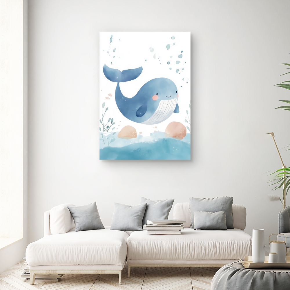 Tableau imprimé pour enfants 'Baleine adorable'