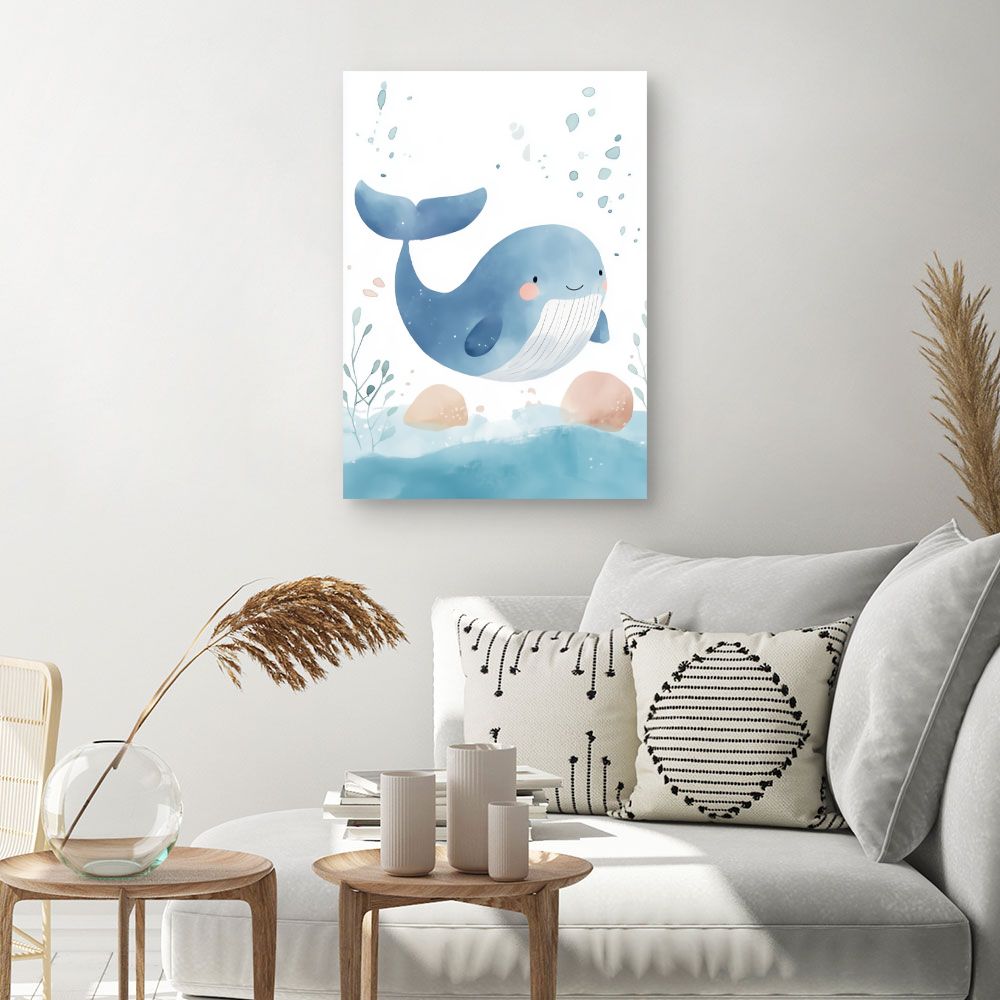 Tableau imprimé pour enfants 'Baleine adorable'