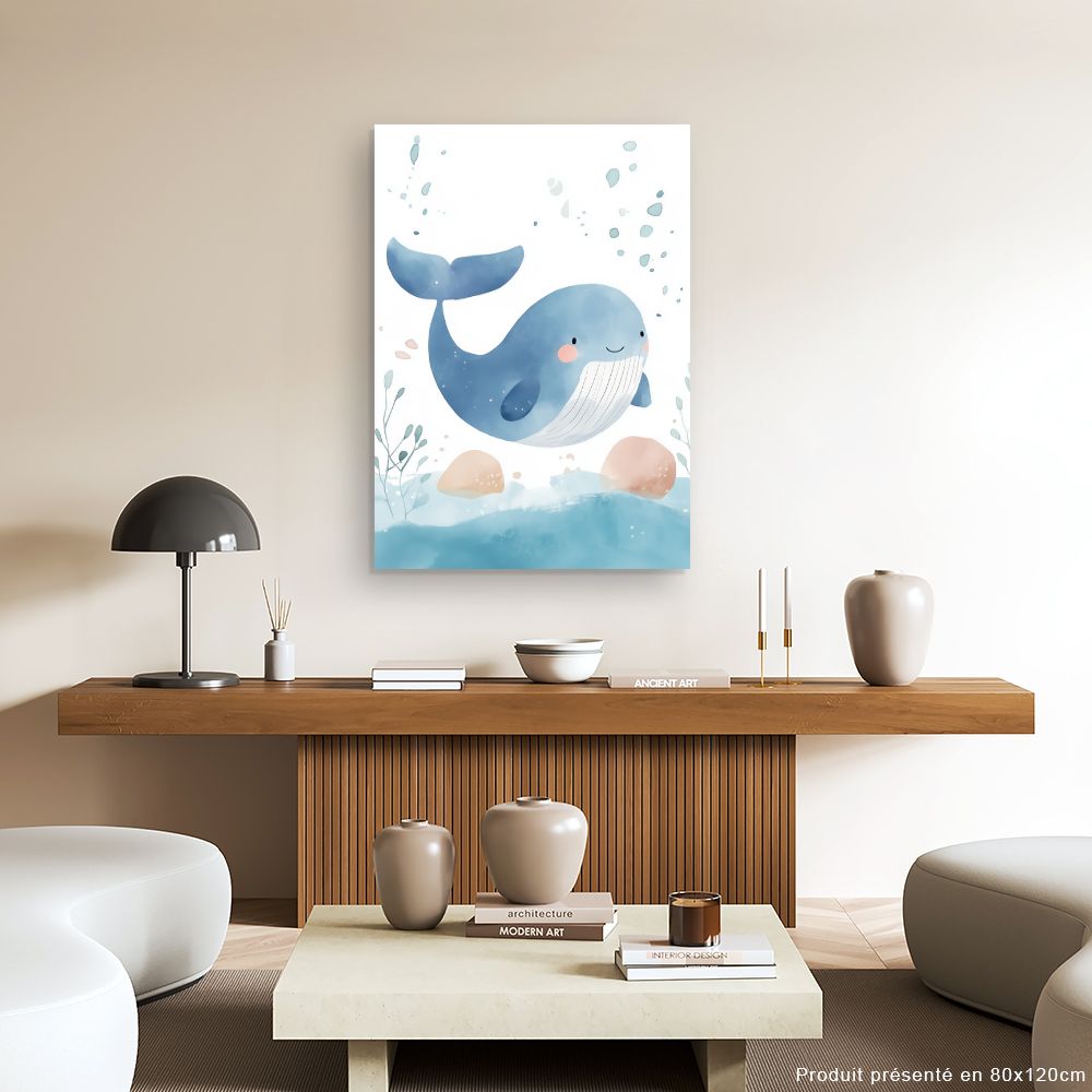 Tableau imprimé pour enfants 'Baleine adorable'