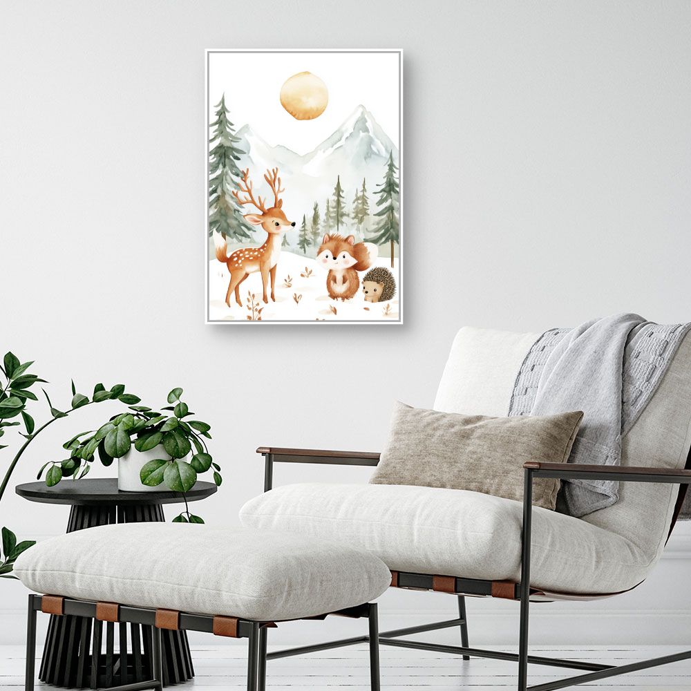 Tableau imprimé pour enfants 'Animaux mignons nature'