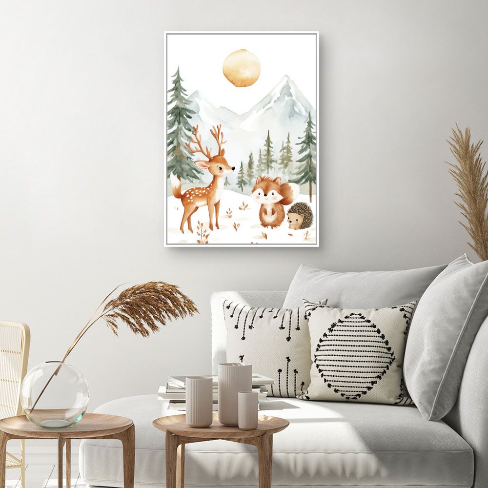 Tableau imprimé pour enfants 'Animaux mignons nature'