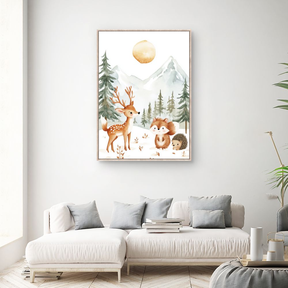 Tableau imprimé pour enfants 'Animaux mignons nature'