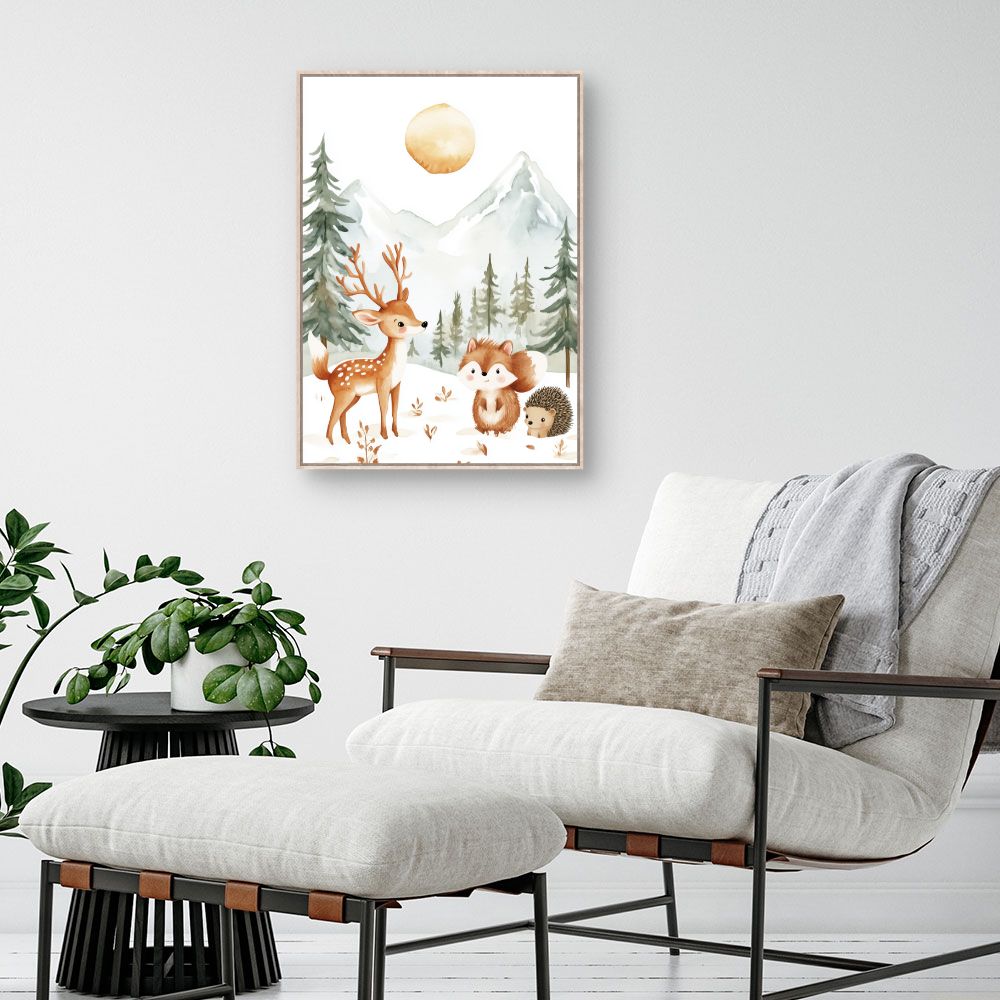 Tableau imprimé pour enfants 'Animaux mignons nature'