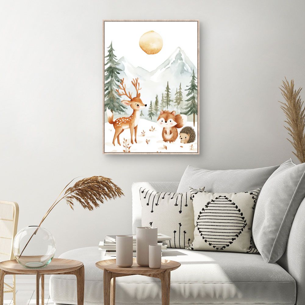 Tableau imprimé pour enfants 'Animaux mignons nature'