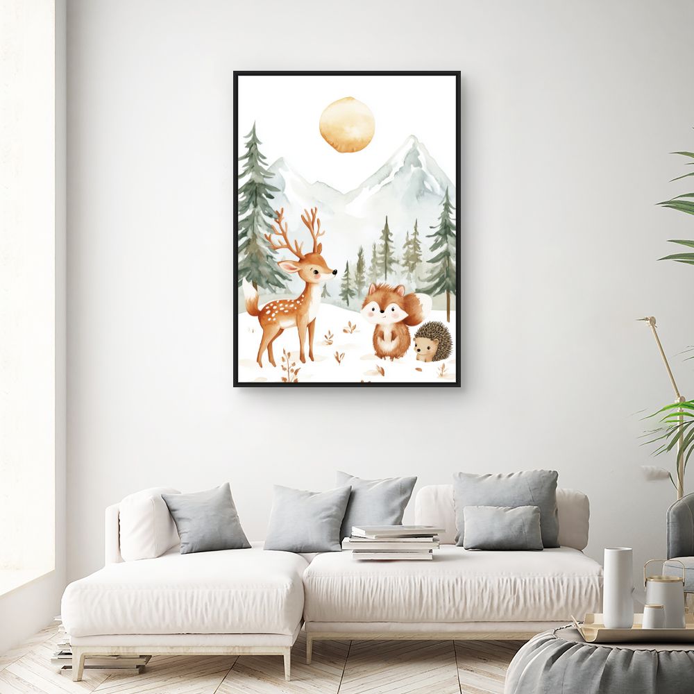 Tableau imprimé pour enfants 'Animaux mignons nature'