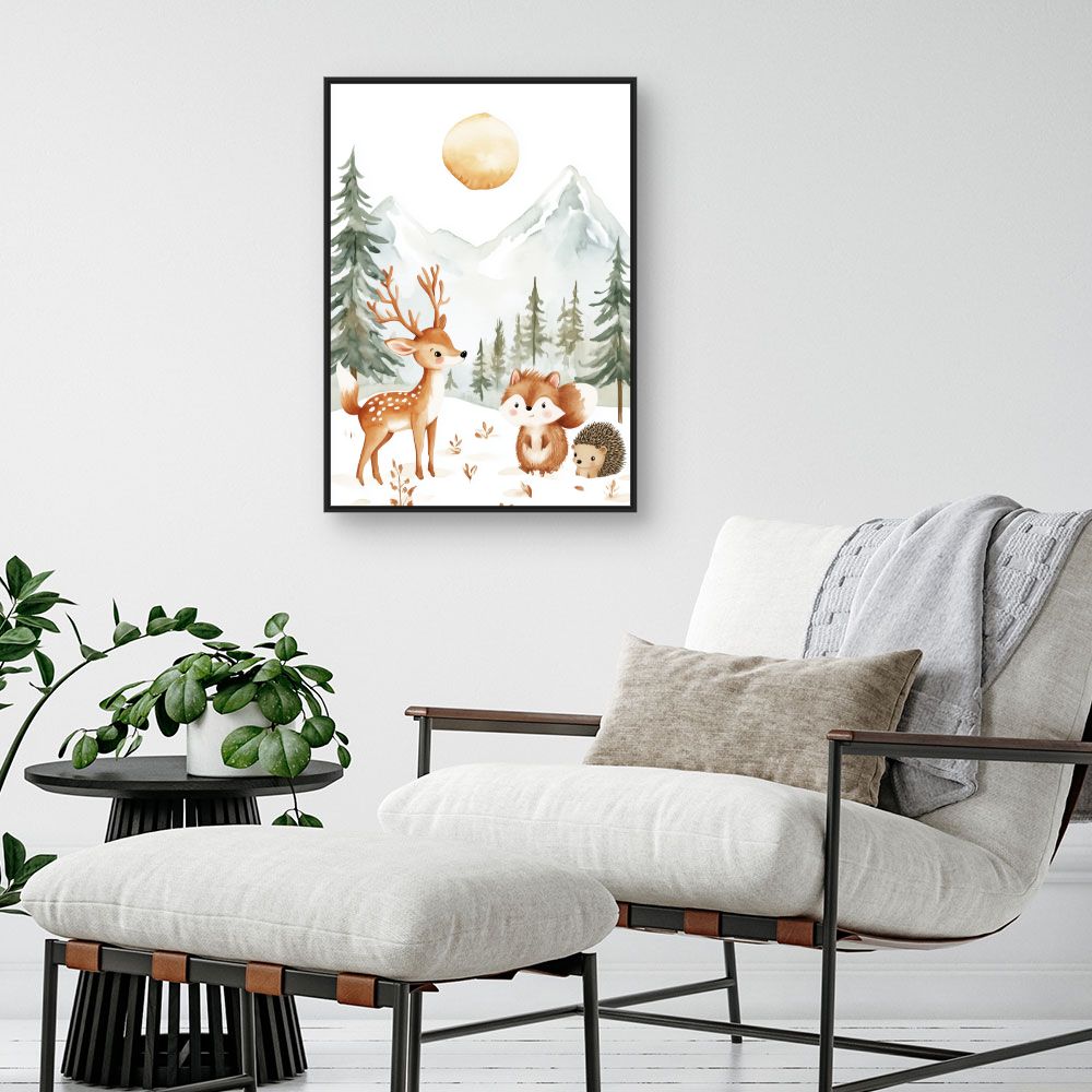 Tableau imprimé pour enfants 'Animaux mignons nature'