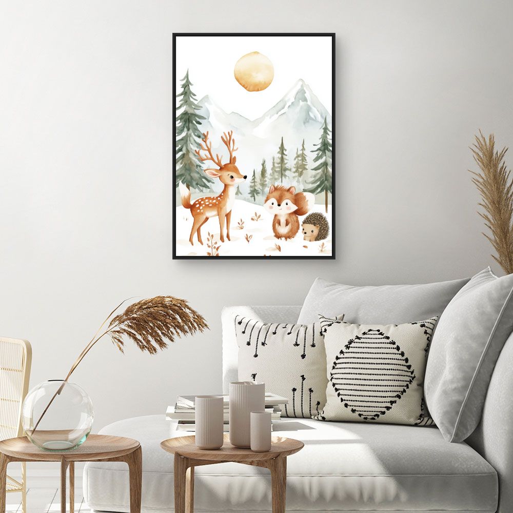 Tableau imprimé pour enfants 'Animaux mignons nature'