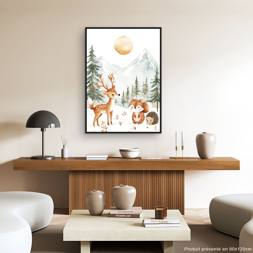 Tableau imprimé pour enfants 'Animaux mignons nature'