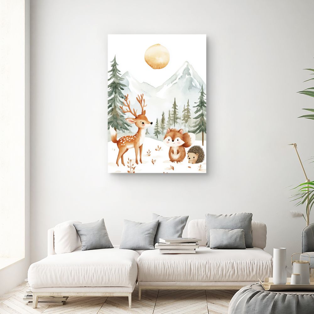 Tableau imprimé pour enfants 'Animaux mignons nature'