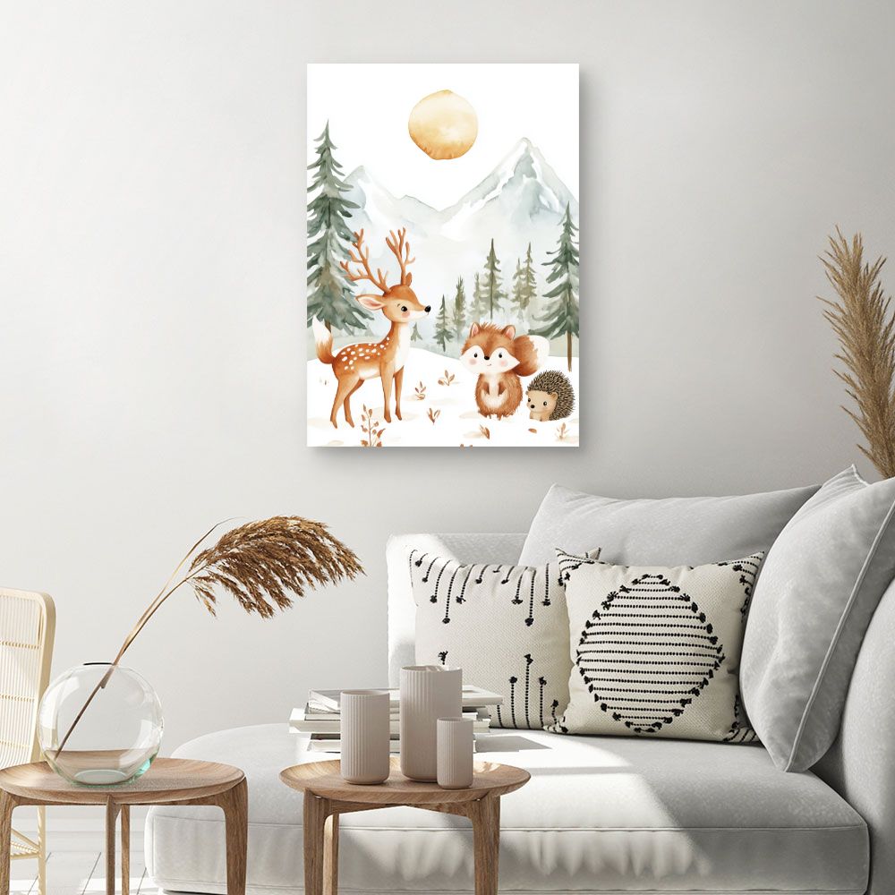 Tableau imprimé pour enfants 'Animaux mignons nature'