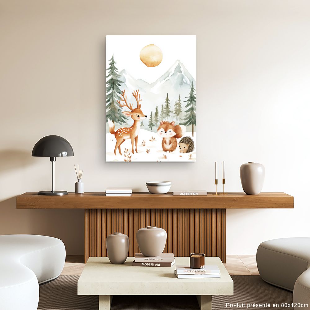 Tableau imprimé pour enfants 'Animaux mignons nature'