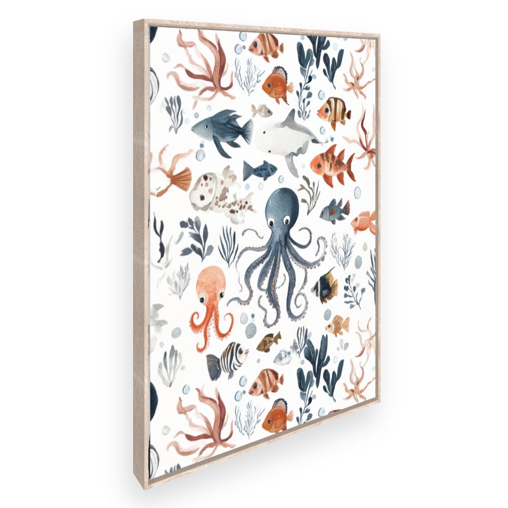 Tableau imprimé pour enfants 'Vie marine joyeuse'