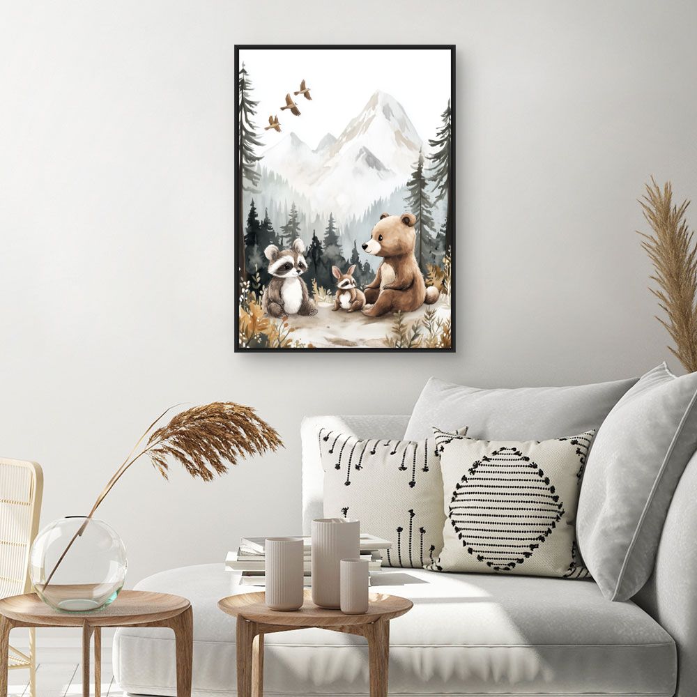 Tableau 'Animaux mignons forêt'