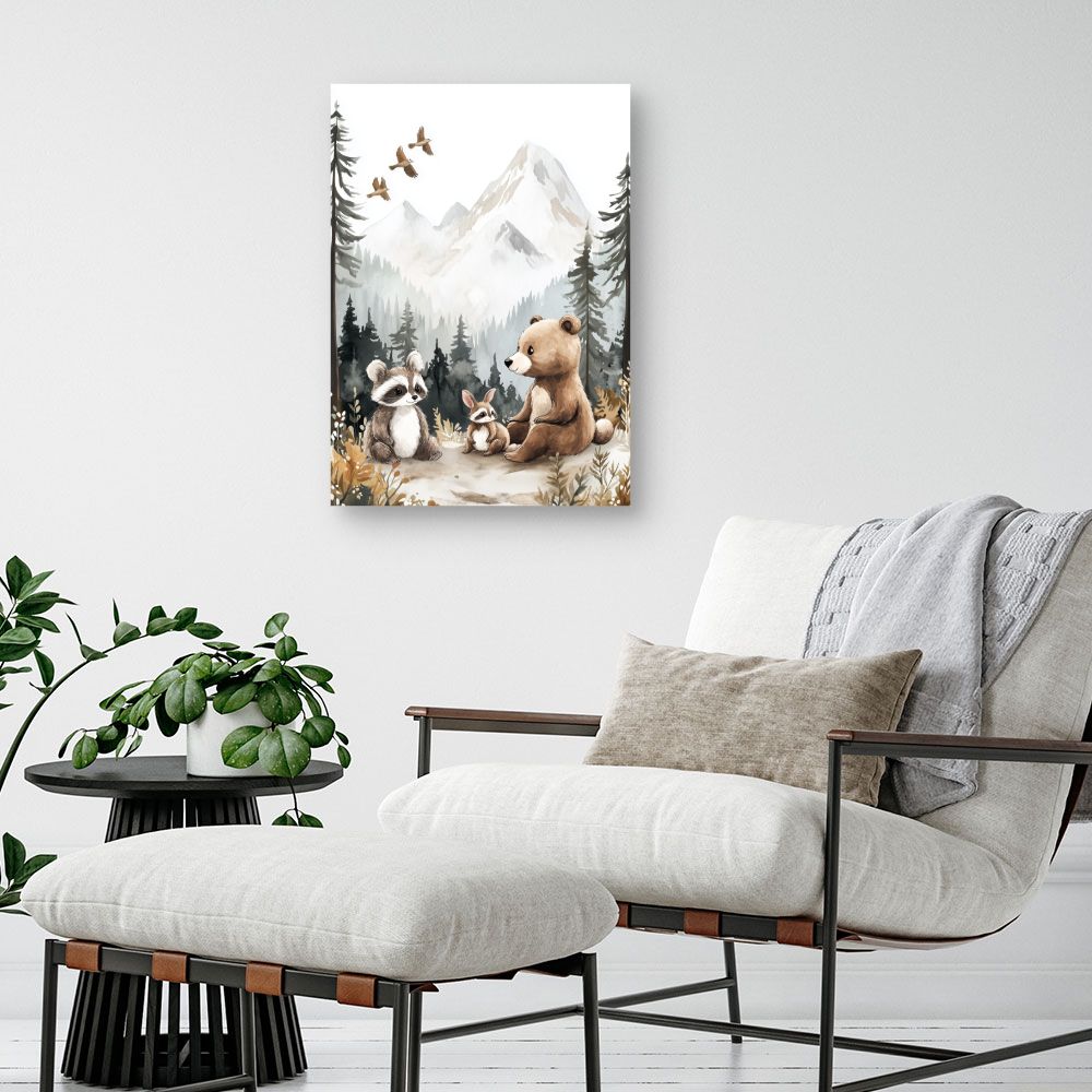 Tableau 'Animaux mignons forêt'