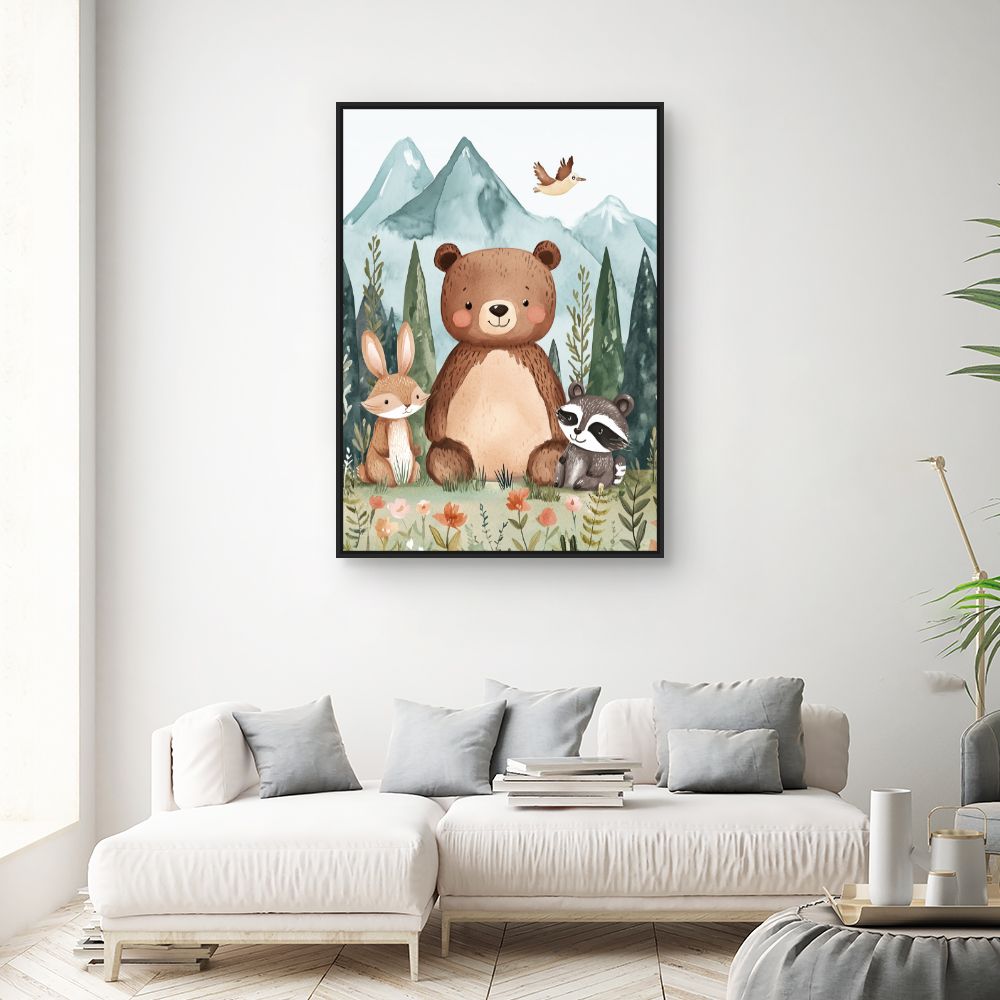 Tableau imprimé pour enfants 'Amis de la forêt'