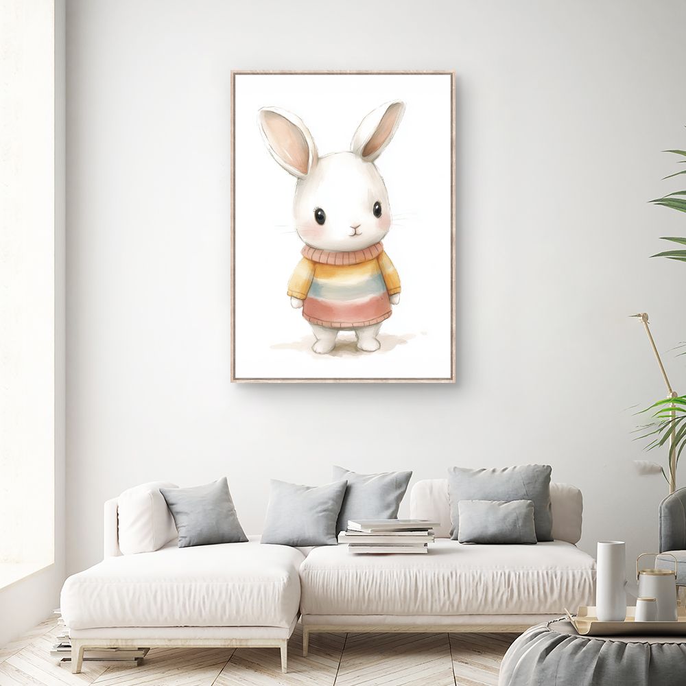 Tableau imprimé pour enfants 'Lapin mignon'
