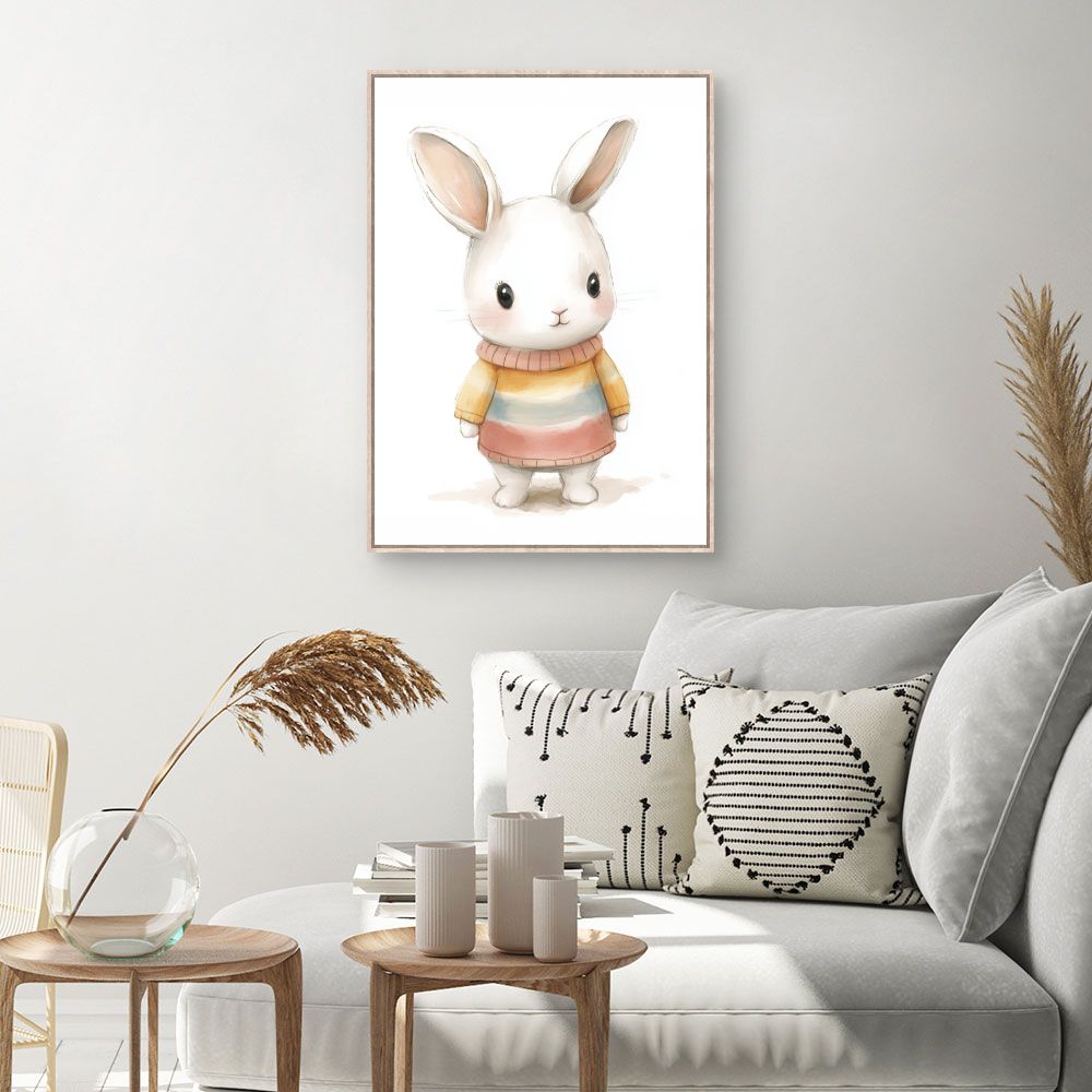 Tableau imprimé pour enfants 'Lapin mignon'