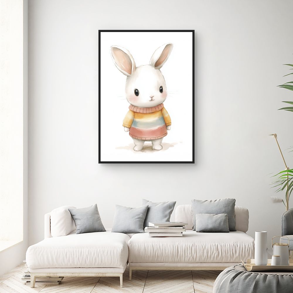 Tableau imprimé pour enfants 'Lapin mignon'