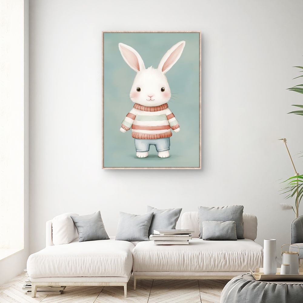Tableau imprimé pour enfants 'Lapin câlin'